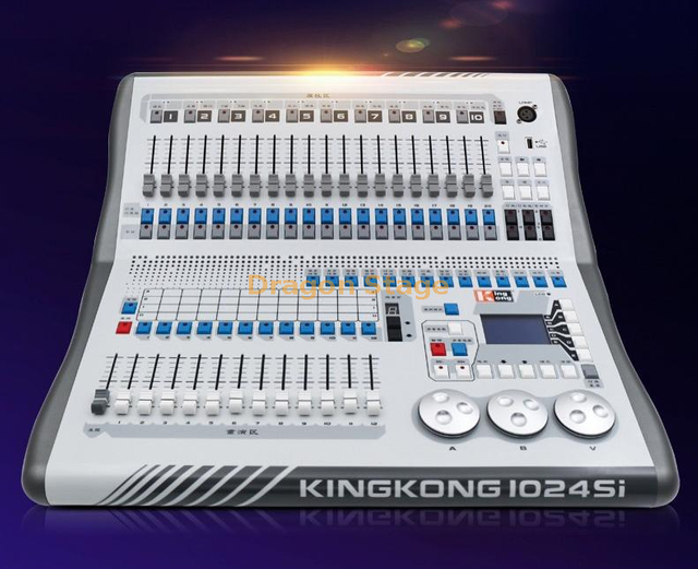 Consola King Kong 1024SI Sonido y luz Atenuación sincrónica Espectáculo de luces de escenario Consola china completa Enseñanza en video Consola King Kong 1024SI - Flightcase