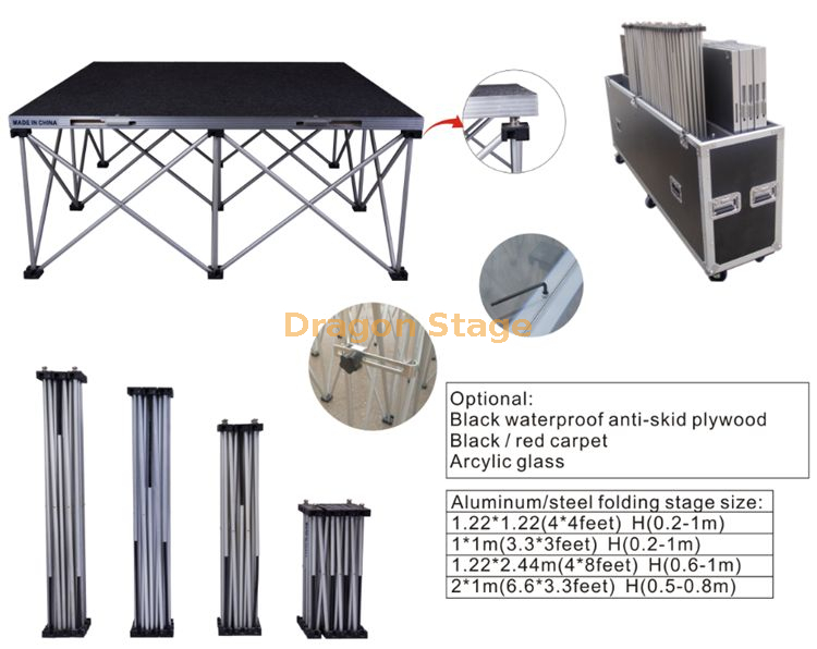 etapa elegante de la araña plegable de aluminio de los 4x4ft del 1.22x1.22m, etapa portátil del braguero
