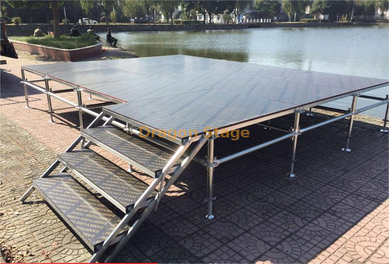 Altura de acero al aire libre el 1,2m del sistema los 48.8x18.3m de la puesta en escena del braguero Ringlock del festival de música con 2 escaleras