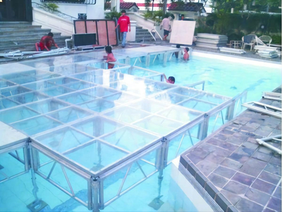 Pista de baile transparente Plataforma de escenario de acrílico Piscina