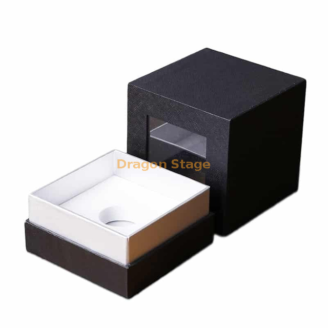 Cajas de vasos de vidrio negro personalizadas exquisita caja de embalaje de papel de regalo artesanal de Navidad con ventana transparente