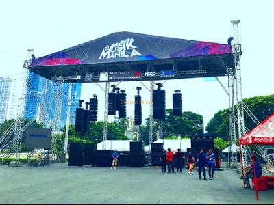 Armazón de techo plano barato usado de aluminio con escenario al aire libre de concierto en venta 16x8x7m