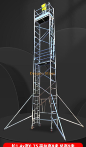 Torre de andamio individual con soporte móvil de aluminio de 0.75x2x6.6M 