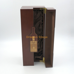 Cajas de empaquetado de vino de lujo Caja de regalo de madera de impresión de oro de logotipo personalizado para vino