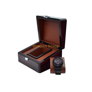 Caja de madera de reloj de venta al por menor de embalaje de PU de MOQ bajo de madera de lujo
