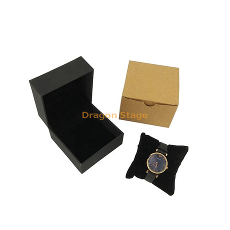 Caja de reloj de cuero negra personalizada con logotipo al por mayor de fábrica de cajas de madera
