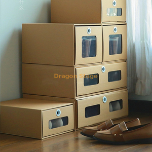 Caja de almacenamiento de zapatos apilable transparente tipo cajón de papel Kraft personalizado al por mayor de Black Friday