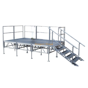 Escenario de aluminio para eventos al aire libre de 2x1m, escenario de concierto Modular desmontable de 6x4m con barandilla de 3 lados y 2 escaleras