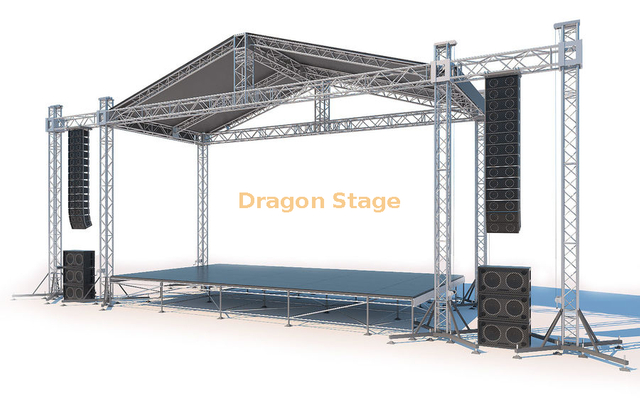 Braguero de aluminio para escenario con sistema de altavoces, plataforma portátil para escenario para conciertos al aire libre, 12x8x8m 