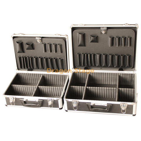 Caja de herramientas de aluminio para instrumentos de fiesta, transporte negro, diseño