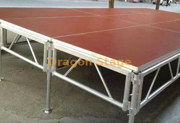 Plataforma de escenario simple de 4 patas, duradera y ajustable de aluminio, 18,3x7,32m