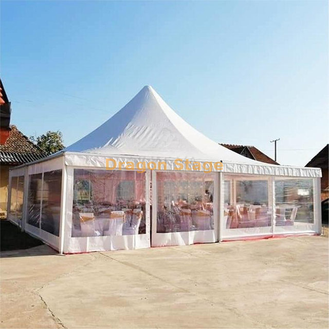 Tienda pagoda para banquete de boda con dosel de 10x10m de 33x33 pies con ventanas transparentes