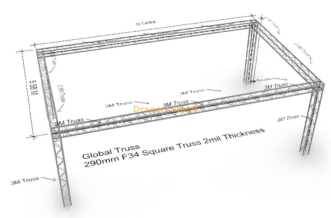 Sistemas de armadura de techo de aluminio para eventos de boda de 290 mm 9x5x3m