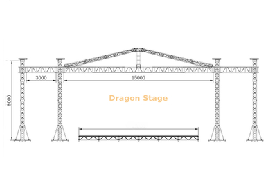 Sistema de armadura de techo de escenario con armadura de aluminio 15x10x8m
