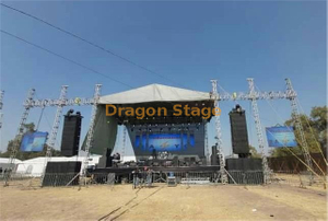 Sistema de truss para escenario de música en vivo con iluminación y pantalla LED de 8x8x8m