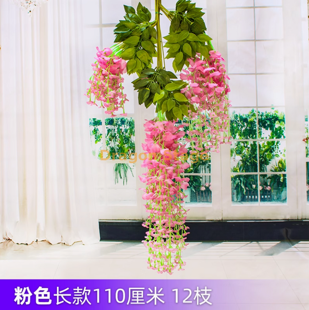 Violetas de budín de glicinia simulada Violetas Falsas Floral Rattan Rosa (12 palos)