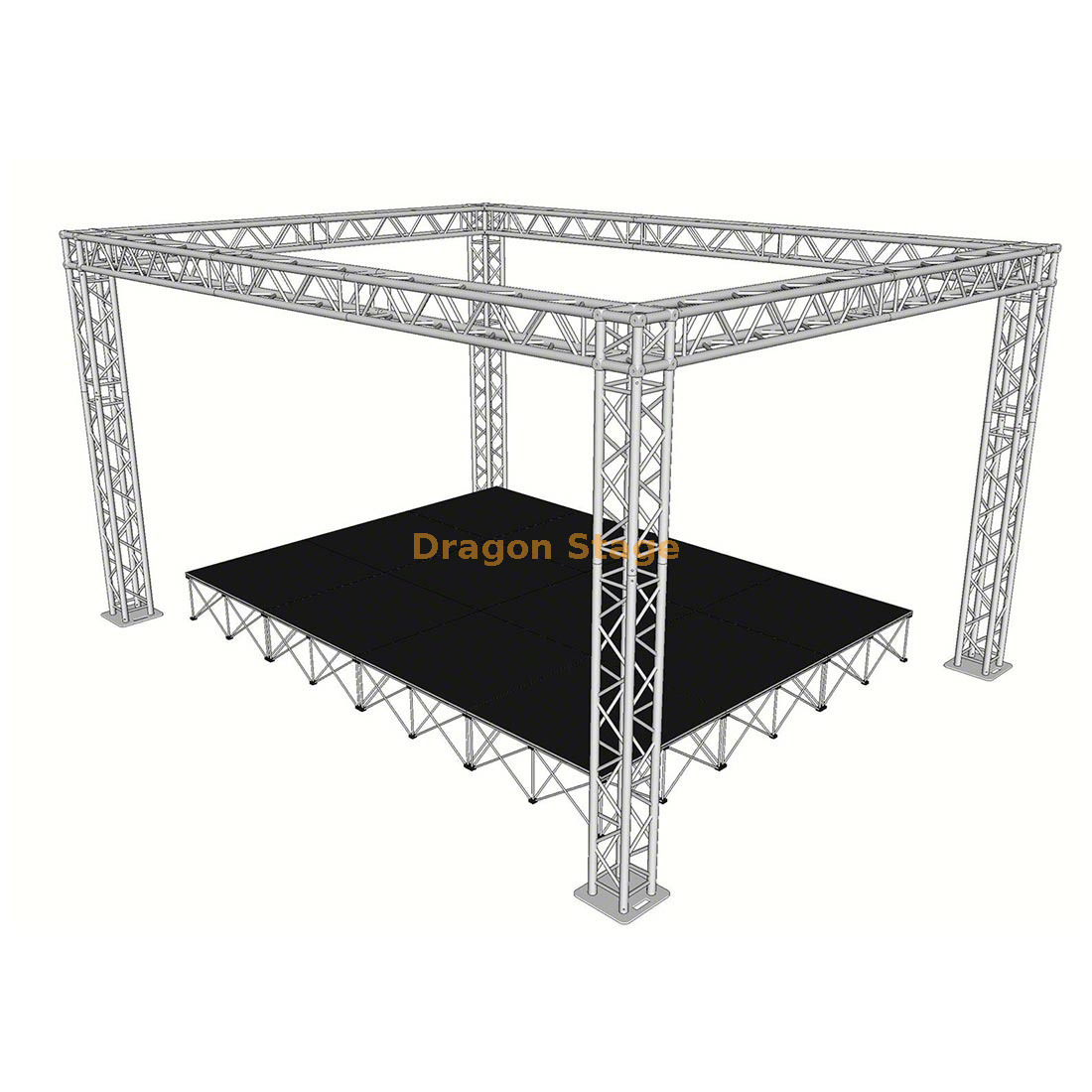 Sistema de armazón de escenario portátil de aluminio de 4x3x3m con techo y plataforma (Mini Stage Rig)