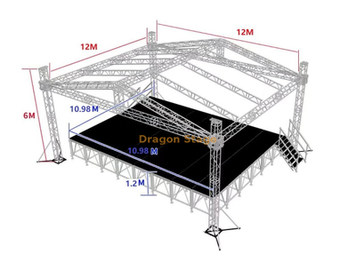 Etapa de armadura de techo arqueado de aluminio 12x12x6m