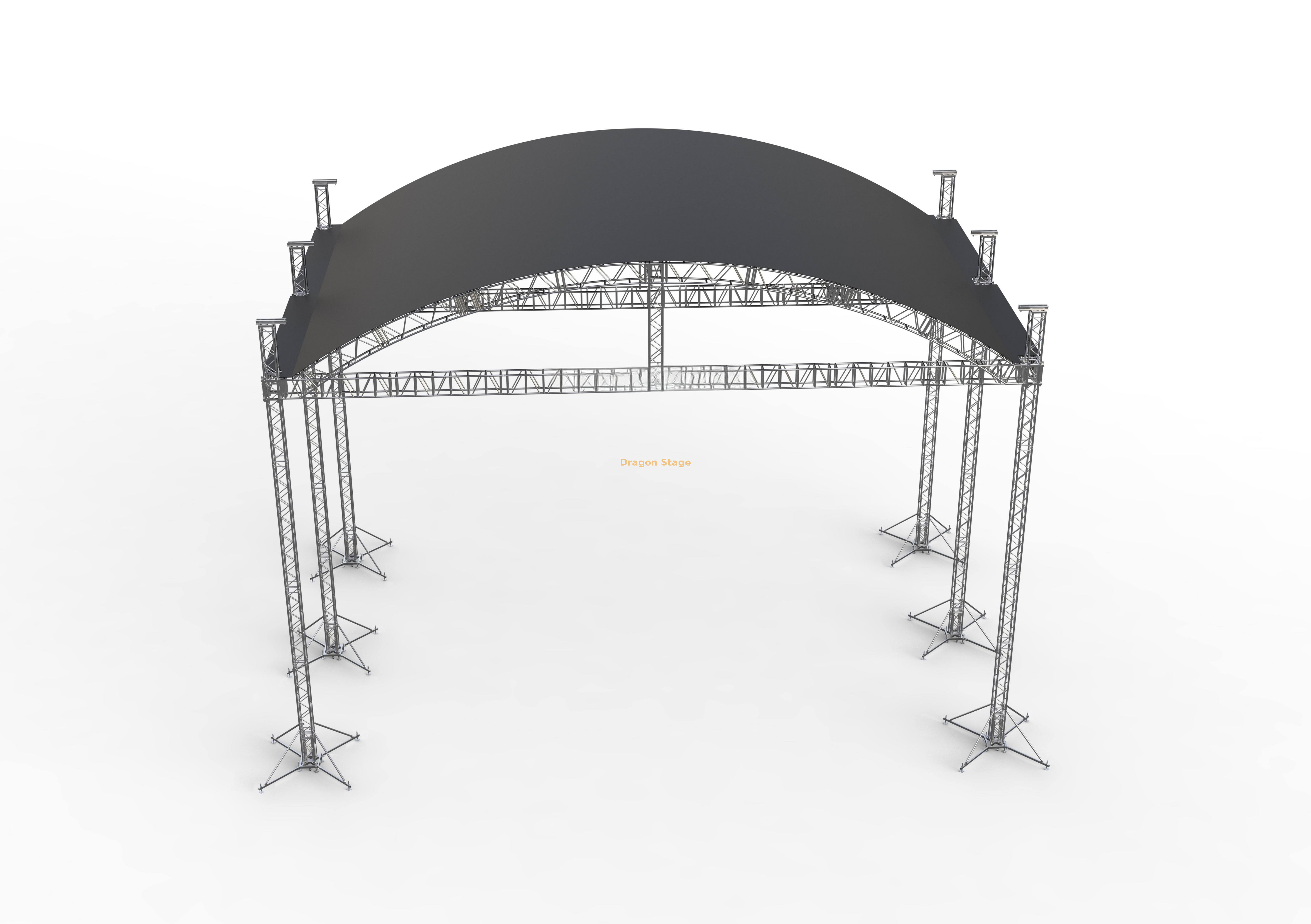 Sistema de armadura de escenario de aluminio con techo curvo de 20 x 14 x 8 m (altura de 8 m)