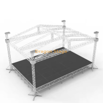 Escenario de techo con espita de sistema completo de 20x14x10m con techo inclinado negro | Sistema de armadura de techo de concierto de aluminio