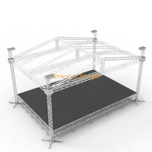 Escenario de techo con espita de sistema completo de 20x14x10m con techo inclinado negro | Sistema de armadura de techo de concierto de aluminio