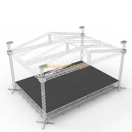 Escenario de techo con espita de sistema completo de 20x14x10m con techo inclinado negro | Sistema de armadura de techo de concierto de aluminio