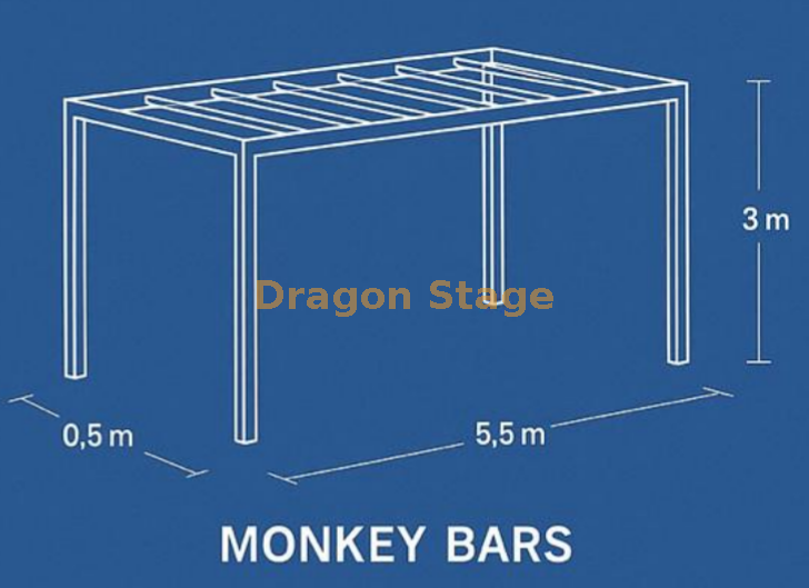 Ninja Physical Competition Monkey Bars 5.5x0.5x3m