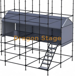 Cabina de control FOH híbrida Ringlock de 2x6 m con techo a dos aguas de aluminio y acceso por escalera