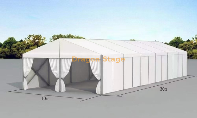 Carpa con estructura en A de aluminio resistente de 10x30 m | Carpa para eventos de perfil 122×68 con paredes laterales completas