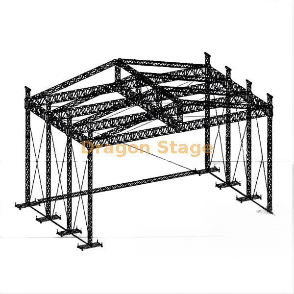 Sistema de armazón para carpa para eventos grandes con techo a dos aguas 30x15x8m