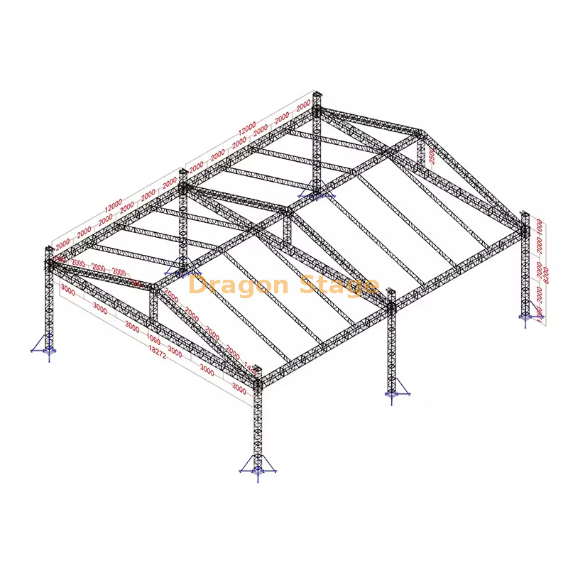 Sistema de armadura de techo para eventos al aire libre de aluminio resistente de 18x24x8m - Estructura de escenario de concierto de doble rejilla de 8m de altura
