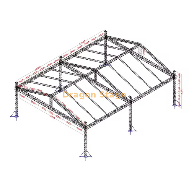 Sistema de armadura de techo para eventos al aire libre de aluminio resistente de 18x24x8m - Estructura de escenario de concierto de doble rejilla de 8m de altura