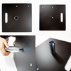 Placas base de acero con pintura negra y pesos adicionales para sistemas de tuberías y cortinas