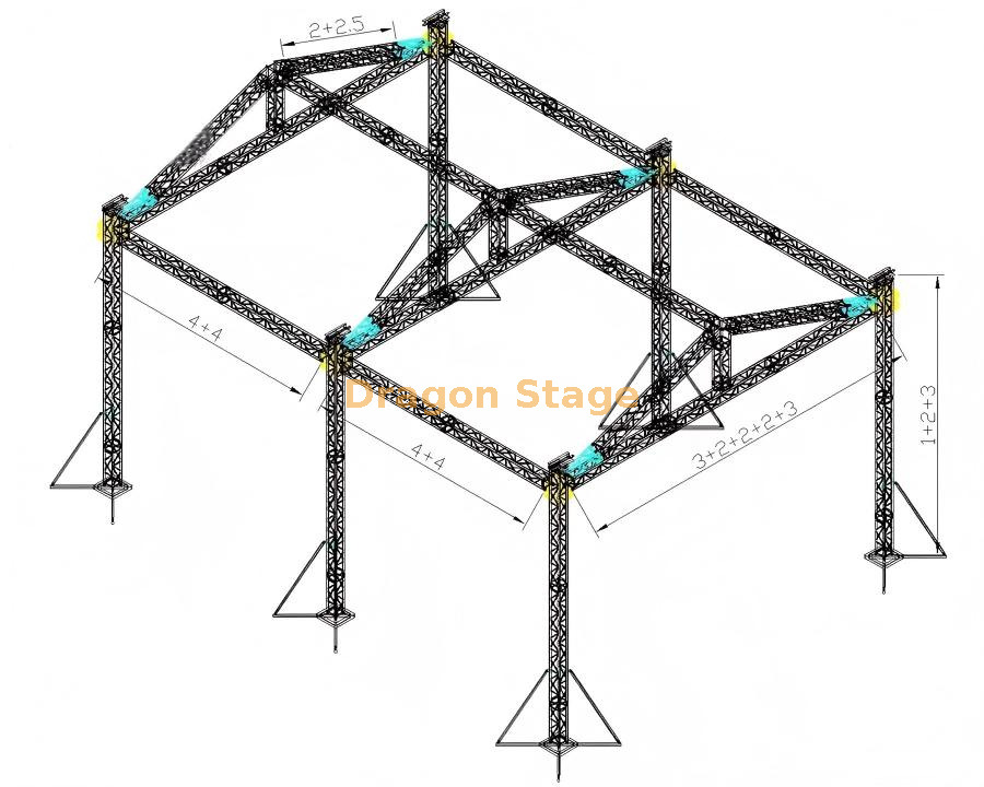 Sistema de armazón para eventos de techo triangular de aluminio profesional de 12x16x6m