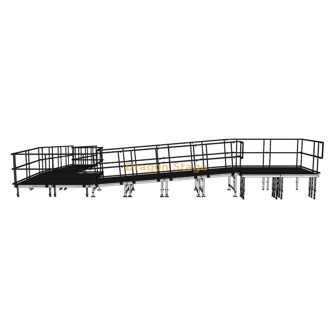 Rampa modular de aluminio para escenario de eventos, 9,82x8,26m, 90 grados, para acceso en silla de ruedas y carga de equipos para conciertos