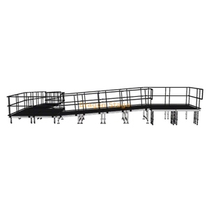 Rampa modular de aluminio para escenario de eventos, 9,82x8,26m, 90 grados, para acceso en silla de ruedas y carga de equipos para conciertos