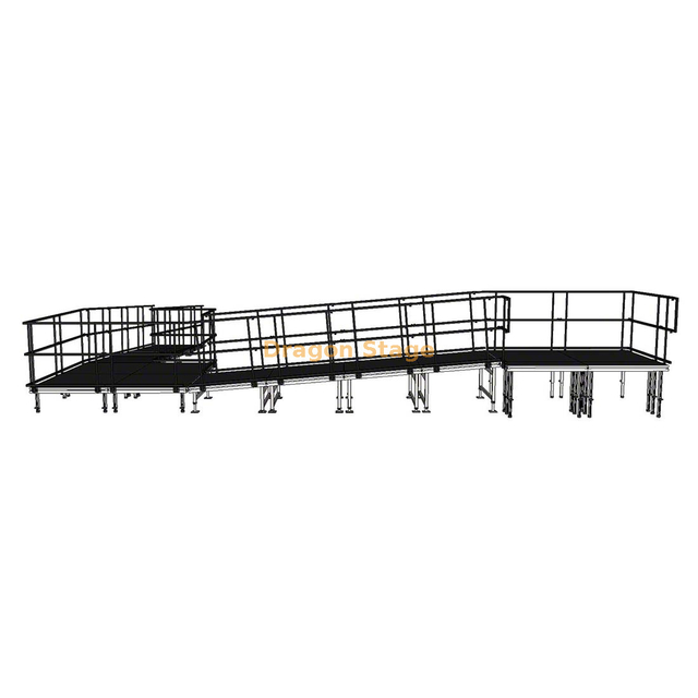 Rampa modular de aluminio para escenario de eventos, 9,82x8,26m, 90 grados, para acceso en silla de ruedas y carga de equipos para conciertos