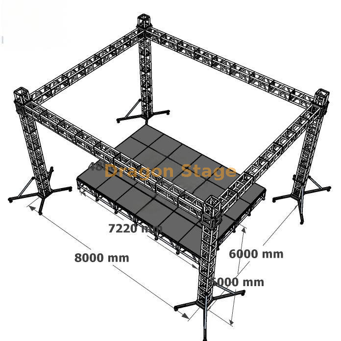 Armadura de escenario estándar de aluminio africano para cruzada al aire libre 8x6x6m