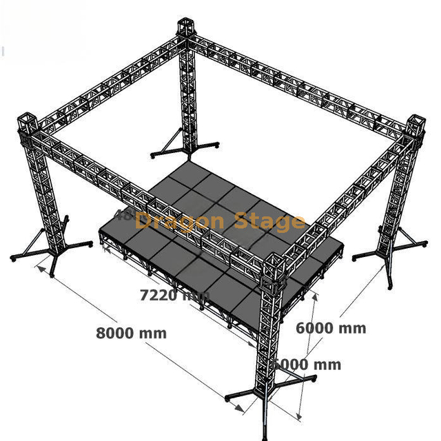 Armadura de escenario estándar de aluminio africano para cruzada al aire libre 8x6x6m
