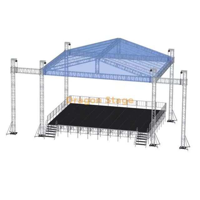Sistema de armadura de techo para conciertos de aluminio cubierto de 11x6x7m con alas gemelas para altavoces PA de 2m