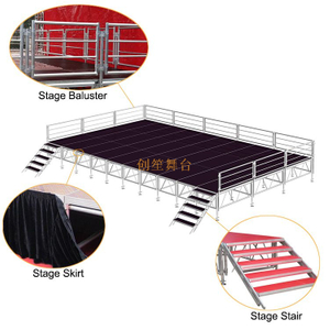 Werx Events Boom Festival Stages Tedx Park Aluminio Plaza portátil Forma ajustable T-stage con patas ajustables 24x16ft (H: 24~40in)