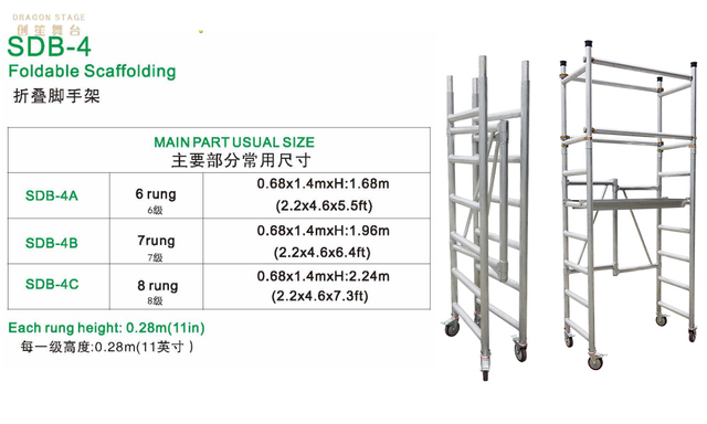 Escalera móvil portátil andamio plegable