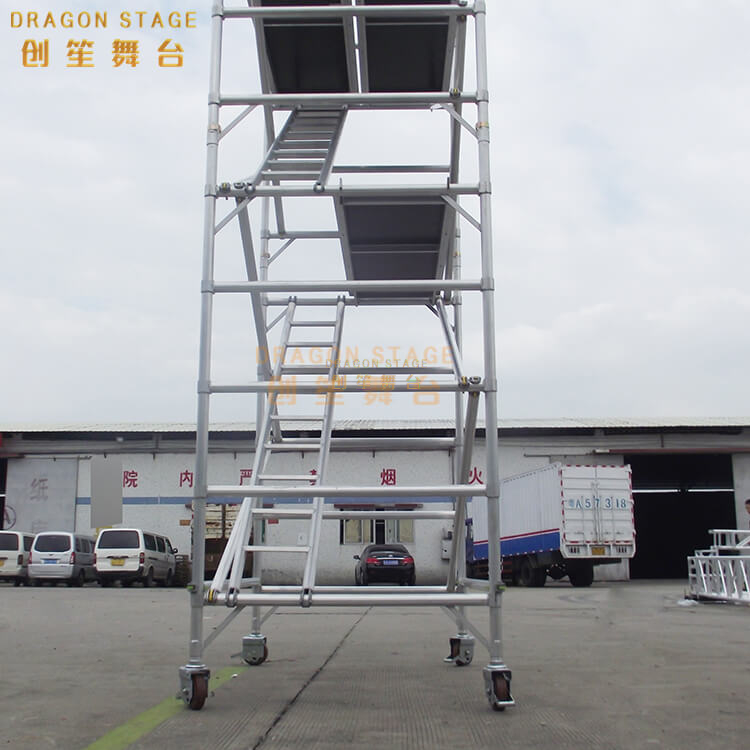 Andamio doble portátil móvil torre de aluminio con escalera de tijera 5,22 m