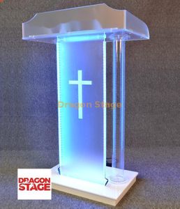 Gran plexiglás Led micrófono mesa Iglesia púlpito tribuna mesa de escritorio para predicar