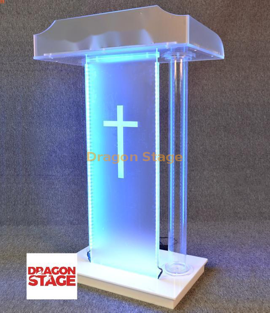 Mesa de escritorio con micrófono Led de plexiglás grande, púlpito de iglesia, tribuna, para predicar