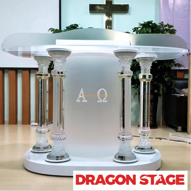 Soporte de mesa de vidrio para discurso Diseño de púlpito de iglesia simple