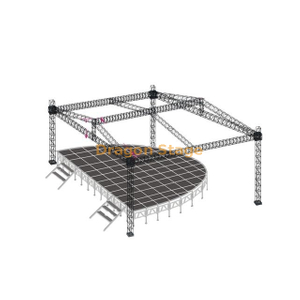 Armazón de techo de aluminio para exteriores con escenario semicircular portátil móvil de rendimiento móvil de 16x8x8m