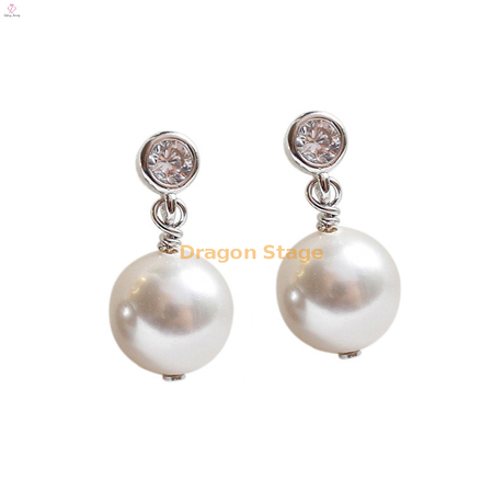 Pendientes de perlas de gota de plata esterlina S925 de oro blanco de 18 quilates personalizados