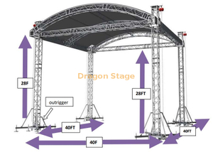 Armazón de iluminación de techo curvo de aluminio para escenario de concierto al aire libre 12x12x9m (40x40x28ft)