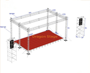 Decoraciones de escenario de boda de concierto de aluminio, exposición de escenario de armazón para eventos para iglesia de gran evento, 16x9x8m